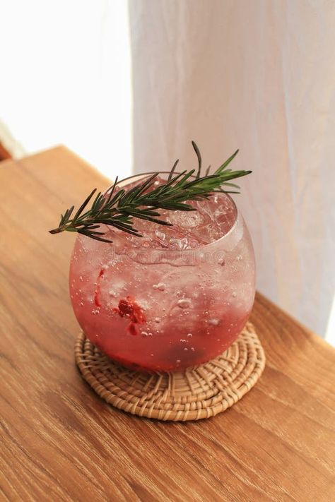 Mixed berry Mojito soda with rosemary on wooden table near white curtain window. stock images Berry Mojito, Strawberry Cocktail, Strawberry Cocktails, Curtain Window, White Curtains, Recipe Images, Mixed Berries, Wooden Table, Wooden Tables