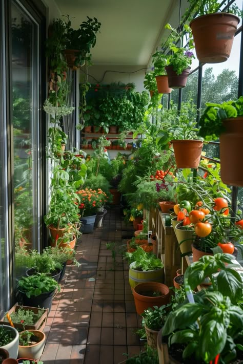 Balcony Decoration Ideas With Plants, Balcony Garden Inspiration, Apartment Patio Garden Ideas, Small Garden Plants, Apartment Garden Balcony, Apartment Vegetable Garden, Balcony Garden Design, Balcony Vegetable Garden, Urban Gardening Balcony