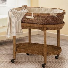 PotteryBarn Kids bassinet alternate view without hood 2007. not sure if they make these still or if they'll bring them back, but you can see what the under-storage looks like. Continue to check in with them for new styles, often brought seasonally. Pottery Barn Bassinet, Cradles And Bassinets, Wicker Bassinet, Rocking Bassinet, Newborn Bed, Baby Cradle, Cunas Para Bebes, Baby Bassinet, Moses Basket