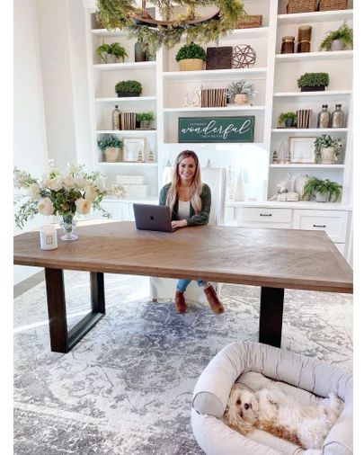 Oslo Dining Table, Office Bookshelves, My Texas House, Cozy Home Office, Office Remodel, Texas House, Office Guest Room, Office Inspo, New Office