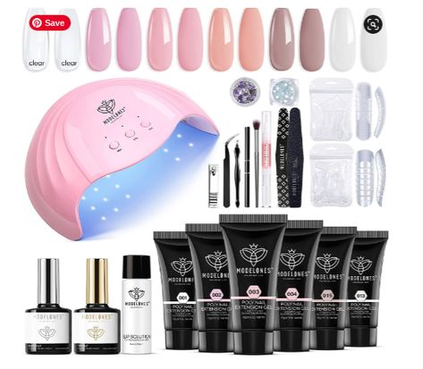 DIY Gel nail kit. Trendy summer nail colors, glitter and gems. Poly Extension Gel, Poly Nail Gel, Stunning Nails, Coat Set, Light Nails, Nail Drill Machine, Gel Nail Kit, Polygel Nails, Gel Extensions