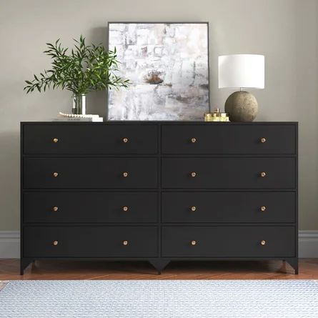 Black Dresser, Grey Dresser, Black Dressers, 8 Drawer Dresser, Double Dresser, Dresser Decor, Bedroom Dressers, Dressers And Chests, Large Drawers