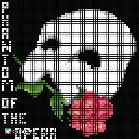 Phantom Of The Opera Pixel Art, Phantom Of The Opera Cross Stitch, My Chemical Romance Cross Stitch, Phantom Of The Opera Crochet, Gothic Pixel Art, Cross Stitch Pattern Maker, Arte Sailor Moon, Stitching Cards, Motifs Perler