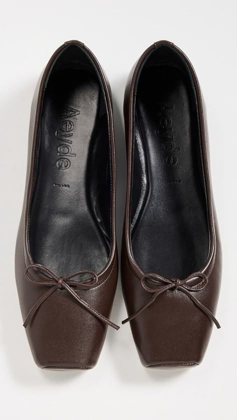 AEYDE Gabriella Ballet Flats | Shopbop Pointy Ballet Flats, Ballet Flats Aesthetic, Flattered Shoes, Flats Aesthetic, Outfits With Flats, Brown Ballet Flats, Fall Flats, Chic Flats, Flats Outfit