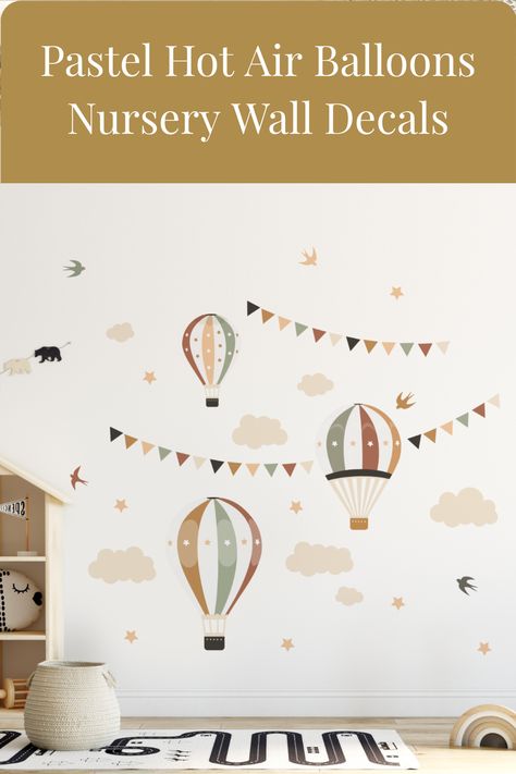 Boho Kids Room, Hot Air Balloon Nursery, Baby Wallpaper, Nursery Wall Decals, Hot Air, Air Balloon, Hot Air Balloon, Nursery Walls, Gifts For Boys