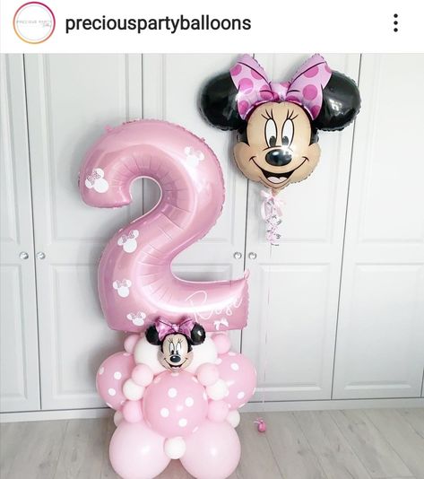 Γενέθλια Mickey Mouse, Minnie Mouse Balloons, Twodles Birthday, Minnie Mouse 1st Birthday, Bolo Minnie, Minnie Birthday Party, Minnie Cake, Birthday Party Decorations Diy, Balloon Display