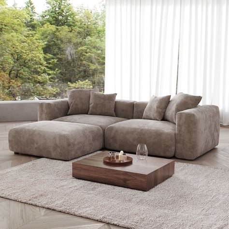 Sectional Couch Sofa with 4 Pillows, Modern Luxurious Modular Sectional Couch with Chaise Ottomans - Bed Bath & Beyond - 39781175 U Couch, Modern Couch Sectional, Oversized Sectional Sofa, 4 Pillows, Couches Living, Couch With Ottoman, Couch With Chaise, Upholstered Couch, Modular Couch