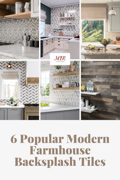 We love farmhouse kitchens because they're cozy and relaxed, but classic at the same time. While there are some common themes in a farmhouse kitchen, you can easily tailor this look to fit your unique design taste. Let's start by taking a look at some different backsplash options for your farmhouse kitchen! #modernfarmhouse #farmhousekitchen #backsplashtile #mirmosaic Modern Farmhouse Backsplash Ideas, Farmhouse Backsplash Tile, Farmhouse Kitchen Tile Backsplash, Farmhouse Tile Backsplash, Modern Farmhouse Backsplash, Farmhouse Backsplash Ideas, Modern Farmhouse Kitchen Backsplash, Farmhouse Kitchen Backsplash Ideas, Backsplash Options