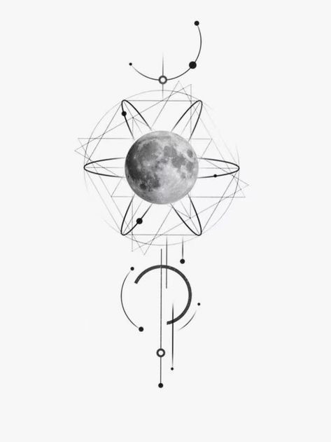 Moonlight Tattoo, Sacred Geometric Tattoo, Unique Half Sleeve Tattoos, Social Media Images Design, Geometric Line Tattoo, Art Inspired Tattoos, Wrist Tattoo Ideas, Geometry Tattoo, Geometric Tattoo Design