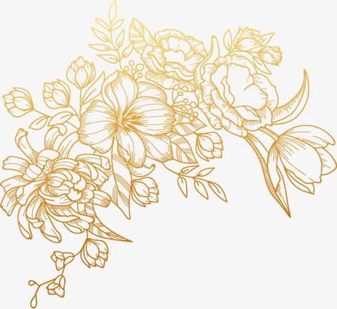 Vector,Hand Painted,Golden,Flowers,painted vector,golden vector,flowers vector Gold Drawing, Engraved Flower, Graphic Design Background Templates, Golden Flower, Vector Flowers, Background Decoration, Wedding Floral, Flower Images, Flower Backgrounds