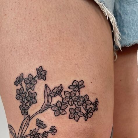 Thigh Cuff Tattoo, Illustrated Ladies, Cuff Tattoo, Knee Wraps, Forget Me Nots, Blueberries, The Other Side, Instagram A, Cuff