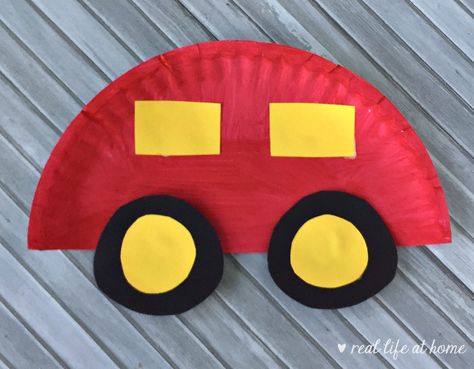 Paper Plate Car, Car Craft For Kids, Paper Plate Craft, Transportation Crafts, Paper Plate Crafts For Kids, Car Craft, Mothers Day Crafts For Kids, Paper Plate Crafts, Daycare Crafts