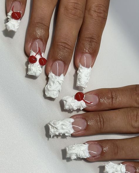 Weak Nails, Hard Nails, Cherry Nails, Modern Nails, Claw Nails, Nail Beauty, Birthday Nails, August 9, Cake Frosting