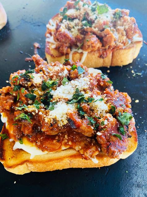 Blackstone Italian Sloppy Joes Italian Sloppy Joes, Griddle Meals, Fall Meal Ideas, Blackstone Meals, Camper Food, Beer Garden Ideas, Blackstone Grill Recipes, Griddle Cooking Recipes, Black Stone Recipes