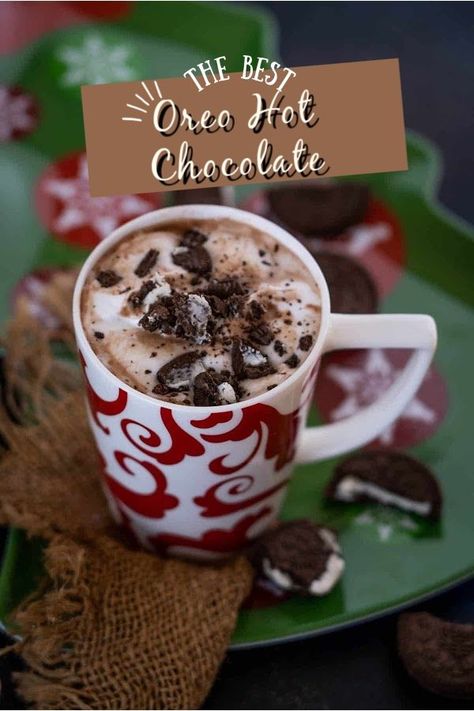 This Dunkin Donuts Copycat Oreo Hot Chocolate is a delicious beverage to warm you up on a cold winter evening. Try my easy recipe here. Oreo Hot Chocolate, Oreo Drink, Dunkin Donut, Cocoa Powder Cookies, Hot Drinks Recipes, Frozen Hot Chocolate, Hot Chocolate Drinks, Turmeric Latte, Crushed Oreos