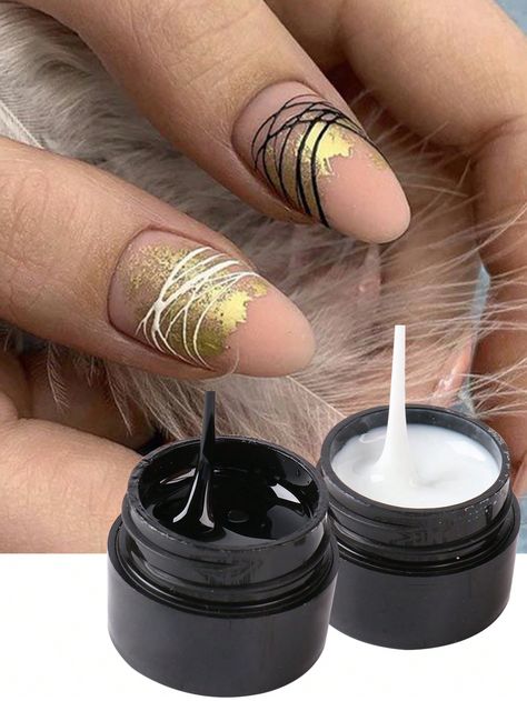 2pcs 2colors White & Black Spider Gel for Nail Art, Painting Elastic Drawing Spider Gel, Nail Art DIY Gel Paint Design Point To Line Drawing And Painting Decoration Draw Varnish ManicureI discovered amazing products on SHEIN.com, come check them out! Wave Nail Art, Spider Gel Nail Art, Drawing Spider, Lines Painting, Nail Art Painting, Spider Gel, Wave Nails, Latest Nail Art, Diy Nail Art