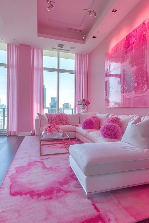 Pink Room Decor Ideas, Pink Dining Rooms, Beautiful Dorm Room, Pink Apartment, Pink Bedroom Design, Aesthetic House, Pink Paradise, Pink Room Decor, Pink Living Room