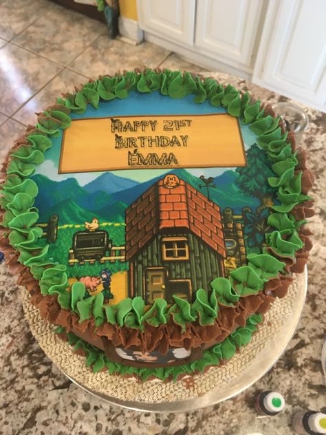 Stardew Valley Cake Stardew Valley Cake Ideas, Stardew Valley Birthday Cake, Stardew Valley Painting, Stardew Valley Cake, Stardew Valley Birthday Party, Stardew Valley Party, Stardew Valley Food, Stardew Decor, Clown Paintings