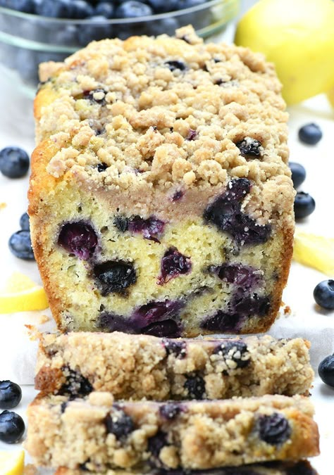 Lemon Blueberry Bread is great as a snack or even a dessert. It’s a perfect summer treat, made with the best of what summer has to offer, berries and citrus! Everyday Desserts, Blueberry Muffin Bread, Coffee Cake Loaf, Breads Recipes, Dessert Breads, Blueberry Loaf, Cake Loaf, Bakery Style Muffins, Lemon Blueberry Bread