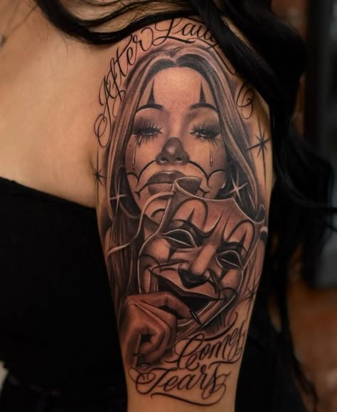 Woman’s Face Tattoo Sleeve, I Deserve Better Tattoo, Female Inner Forearm Tattoo, Tattoos Of Faces For Women, Traditional Mexican Tattoo Ideas, Passed Sister Tattoos, Shaded Sleeve Tattoo Women, Tattoos For Bigger Women Plus Size, Mid Size Tattoos