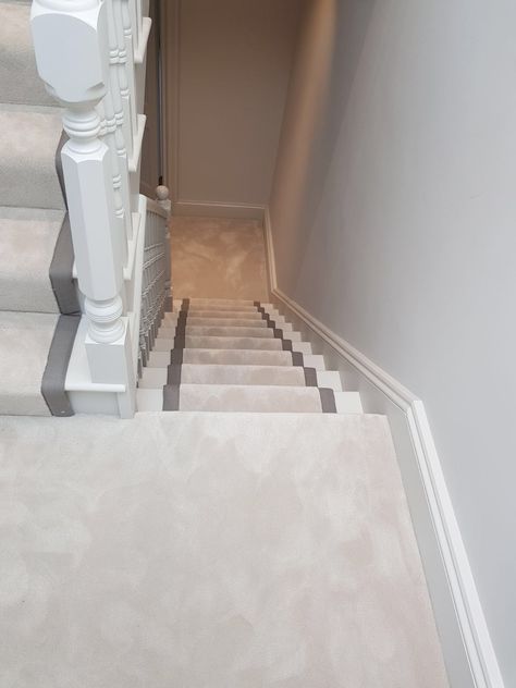 Stairs | The Flooring Group Hallway Entry, Cream Carpet, Basement Carpet, Hallway Carpet Runners, Hallway Designs, Painted Stairs, Buying Carpet, Cheap Carpet Runners, Carpet Installation