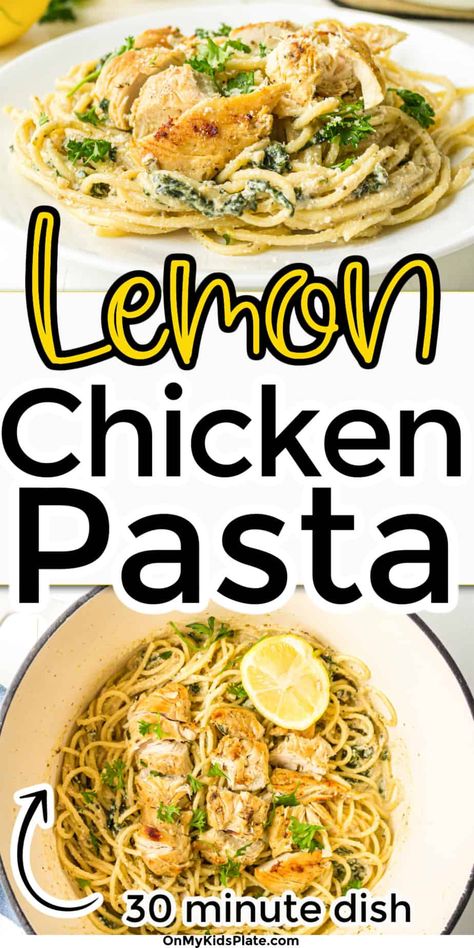 Creamy lemon chicken dinner ready in just 30 minutes and is super delicious! Golden garlic herb chicken smothered in an incredible creamy lemon ricotta sauce, served over pasta with fresh spinach and herbs. Yum! This creamy pasta comes together super fast! Lemon Ricotta Sauce, Lemon Chicken Dinner, Creamy Lemon Chicken Pasta, Creamy Lemon Pasta, Ricotta Sauce, Tiny Pasta, Chicken Smothered, Chicken Spinach Pasta, Lemon Chicken Pasta