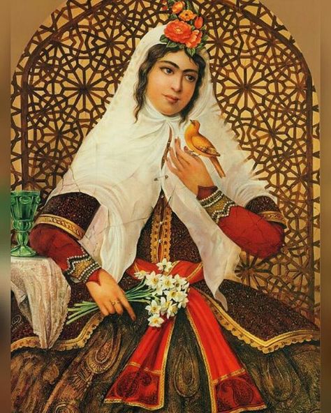 Malek Jahan Khanom, Mahd-e Olia (1805-1873) was a Persian princess of the Qajar… Qajar Woman, Persian Decor, Persian Princess, Persian Women, Persian Calligraphy Art, Persian Art Painting, Persian Fashion, Persian Miniature, Persian Culture