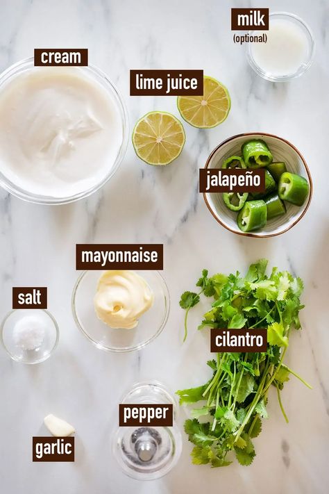 Chili Lime Crema Sauce, Jalepeno Cilantro Cream Sauce, Cilantro Cream Sauce Chicken, Lime Cream Sauce For Tacos, Cilantro Lime Sauce For Tacos, Elote Cart, Cilantro Lime Cream Sauce, Cilantro Lime Crema Recipe, Cilantro Lime Cream