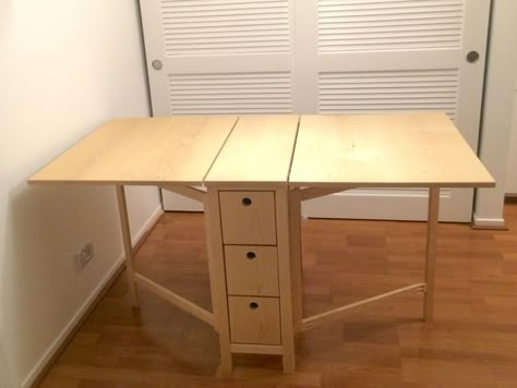 Save space by building your own foldable craft table | Your Projects@OBN Foldable Craft Table, Folding Craft Table, Norden Gateleg Table, Diy Study Table, Craft Tables With Storage, World Craft, Fold Out Table, Craft Table Diy, Diy Techniques And Supplies