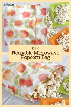 Microwave Popcorn Bags Diy, Diy Reusable Products, Microwaveable Popcorn Bag, Reusable Popcorn Bags Diy, Hand Sew Projects For Beginners, Diy Simple Sewing Projects, Reusable Popcorn Bag, Popcorn Microwave Diy, Microwave Popcorn Bag Pattern