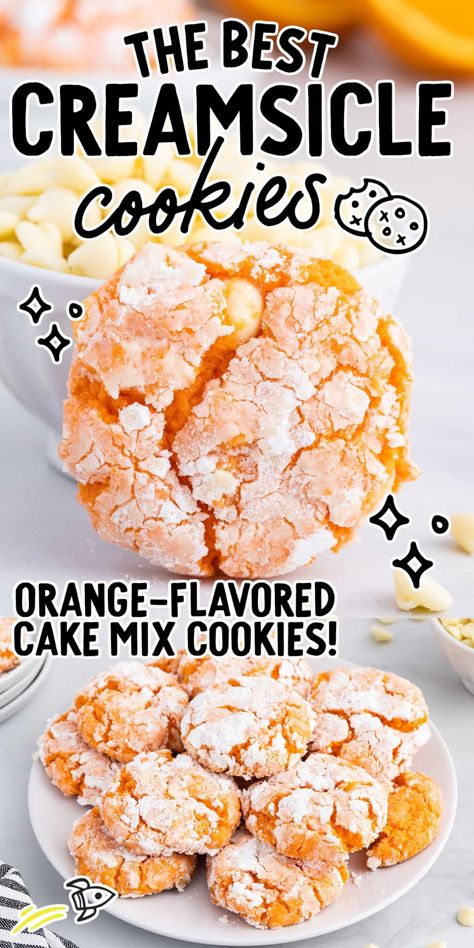 Our creamsicle cookies take that nostalgic ice cream flavor and creates a delightfully chewy cookie. Orange Dreamsicle Cookies, Creamsicle Cookie Recipe, Nostalgic Ice Cream, Orange Creamsicle Cookies, Orange Flavoured Cake, Creamsicle Cookies, Creamsicle Cake, Ice Cream Flavor, Orange Cookies