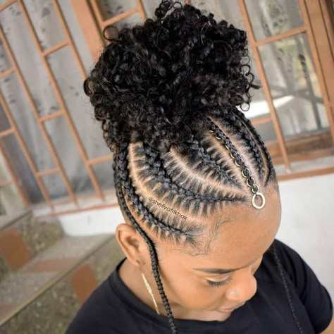 Flat Braids Hairstyles, Corn Row Styles Natural Hair, Corn Row Styles, Cornrow Updo On Natural Hair, Short Curly Ponytail, Flat Braids, Naturalista Hairstyles, Girls Braided Hairstyles Kids, Cornrow Updo Hairstyles