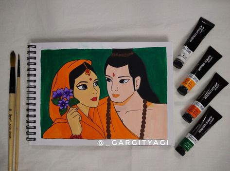 Ramayan Ram Sita Image Drawing, Sita Ram Abstract Painting, Ram Sita Acrylic Painting, Ram Sita Cartoon Drawing, Ram Sita Pencil Colour Drawing, Sketch Of Ram Sita, Ram Sita Sketch Easy, Ram And Sita Sketch, Drawing Of Ram And Sita