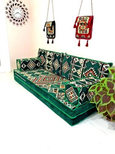 https://amfurniture.co.uk/ Find many great new & used options and get the best deals for 8'' Thickness Kilim Rug Arabic Majlis Floor Seating Sofa Couch,Floor Cushion Set at the best online prices at eBay! Free delivery for many products! Green Sofa Interior Design, Moroccan Couch, Foldable Couch, Reading Nook Cushion, Floor Cushion Couch, Boho Couch, Arabic Sofa, Living Sofa, Theater Decor