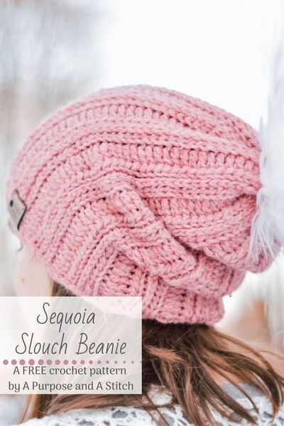 A FREE crochet beanie pattern, with instructions to make in either worsted or extra bulky weight yarn. #crochet #pattern #beanie #hat #toque #slouchy Slouchy Hats Free Pattern, Crochet Binie Hat Patterns, Cuffed Beanie Crochet Pattern Free, Crochet Touque Pattern Free, Free Crochet Slouchy Hat Patterns For Women, 4 Medium Yarn Crochet Patterns, Crochet Beanie Bulky Yarn, Crochet Hat Bulky Yarn Pattern Free, Free Crochet Slouchy Hat Patterns