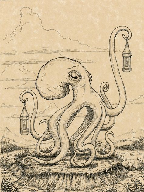 Octopus Holding Things, Octopus Art, Abstract Geometric Art, Art Culture, Animal Sketches, Character Design Animation, Illustration Character Design, Bronze Sculpture, Artist At Work