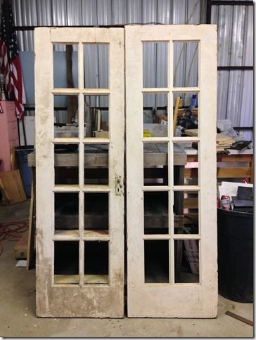 Old French Doors Repurposed, Home Storage Hacks, Vintage French Doors, Glass Pane Door, Door Repurposed, Old Window Panes, Old French Doors, Double Closet Doors, White French Doors