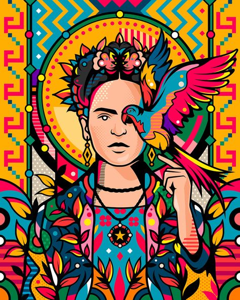 Illustrator Character Design, Graphic Painting, Wall Painting Techniques, Spoke Art, Arte Punk, Frida Kahlo Art, Pop Art Illustration, Soyut Sanat Tabloları, Pop Culture Art