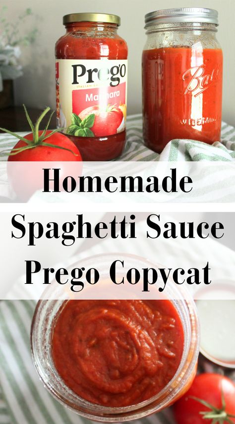 Prego Spaghetti Sauce - Homemade Copycat - Little Tennessee Home Prego Tomato Sauce Recipe, Diy Prego Sauce, Prego Sauce Recipe Canning, Homemade Spaghetti Sauce Recipe Canning, Homemade Prego Spaghetti Sauce, Canned Speggetti Sauce Recipe, Copycat Ragu Spaghetti Sauce, Prego Spaghetti Sauce Recipe For Canning, Homemade Freezer Spaghetti Sauce