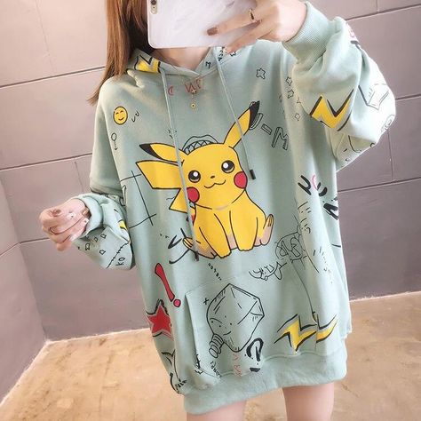 Anime Pokemon Pikachu Harajuku Hoodie Pullover Oversized Jacket SP16399 - Harajuku Kawaii Fashion Anime Clothes Fashion Store - SpreePicky Pikachu Hoodie, Harajuku Hoodie, Pokemon Shirts, Harajuku Sweatshirt, Pokemon Pikachu, Cheap Hoodies, Cartoon Outfits, Japanese Streetwear, Autumn Style