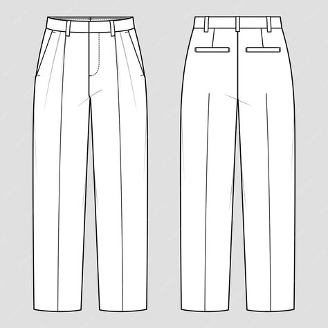 Mens Pants Technical Drawing, Pant Flat Sketch, Formal Trousers For Men, Korean Pants, Fashion Figure Templates, Pants Drawing, Fashion Design Template, Men's Uniforms, Mens Linen Pants