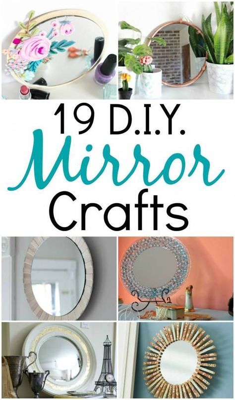 These DIY mirrors come in so many styles. There's sure to be one that suits your decor! They really give a great focal point to a wall. #mirrors #diy #diymirror #mirrorcrafts #diymirrorcrafts #home #homedecor #craftgossip How To Decorate Mirrors Diy Ideas, Mirror Craft Ideas, Decorated Mirror Diy, Mirror Wall Shelf, Floral Mirror Frame, Diy Mirrors, Mirrors Diy, Decorated Mirror, Garden Mirror