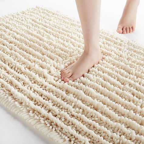 PRICES MAY VARY. 🎀ULTRA SOFT & COMFORTABLE:Compare the normal quality 1350g/sm, this plush chenille bath mats is more thick and bushy,quality up to 1800g/sm weight,the bathroom mats soft pile helps soothe tired feet and keep toes warm on the cold floor,just like sinking into a deep cotton pile. 🎀SUPER ABSORBENT: Microfiber shag bath mat is much more absorbant than cotton rugs.When you get out of the bathtub, shower,spa or prepare by the sink,the high-pile chenille fabric bathroom mat can quick Bathroom Rugs Ideas Master, Bathroom Mats Decor Bath Rugs, Bathroom Mats Decor, Luxury Bath Rugs, Chenille Bath Mat, Shower And Bath, Toilet Rug, Bathroom Bath Mats, Bathroom Rug Sets