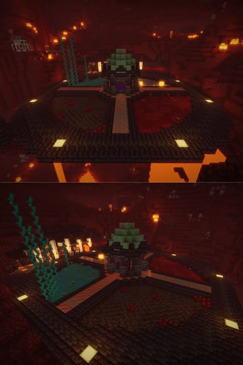 Minecraft Nether Hub, Nether Hub, Nether Portal, Portal Design, Build Design, Minecraft Plans, Minecraft Architecture, Minecraft Designs, The Platform