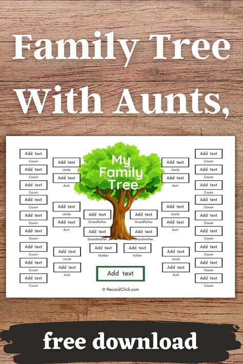 Creating a family tree follows no common rule when it comes to the relatives to include. Therefore, you can simplify your tree only to have your siblings, parents, and grandparents. Alternatively, you may create a family tree that includes cousins, aunts, uncles, and so on. Family Tree Templates | Free PDF & Editable Versions | Start Building Your Genealogy with Our Trees | Genealogy Shouldn’t Be Overwhelming | Discover Your Family | #Ancestry #Genealogy #FamilyTree #FamilyTreeAuntsTemplates Family History Crafts, Free Family Tree Template, Create A Family Tree, Esl Teaching Resources, Tree Template, Family Tree Chart, Family Tree Template, Free Family Tree, Free Family