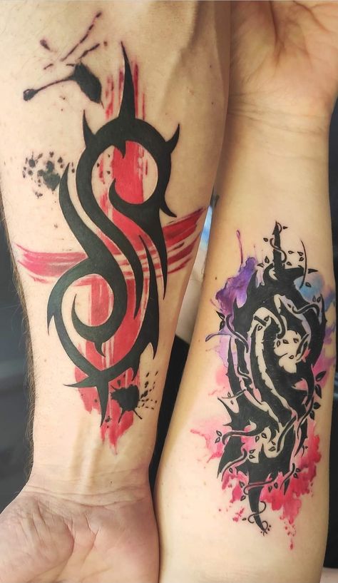 In This Moment Tattoo Band, Punk Rock Tattoo Ideas, Slipknot Tattoo Designs, Slipknot Tattoo Ideas, Metal Tattoo Ideas, System Of A Down Tattoo, Korn Tattoo, Punk Rock Tattoos, Heavy Metal Tattoo