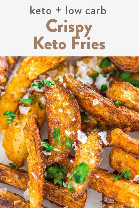 Keto fries on the keto diet can be the best option when going low carb. This is an easy recipe using turnips. Turnips are the best option for this better than jicama easily. Videos to show you just how to do it and make them extra crispy! Low Carb Fries, Keto French Fries, Keto Fries, Family Lunch Recipes, Healthy Pork Chop Recipes, Turnip Fries, Quick Keto Meals, Chicken Lunch Recipes, Healthy Pork