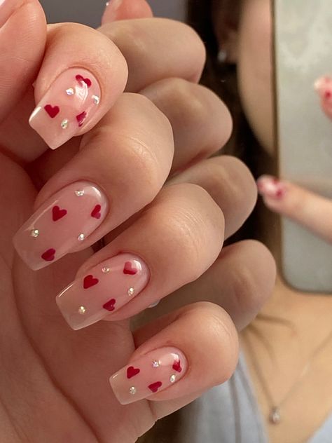 Vday Nails, February Nails, Heart Nail, Nail Designs Valentines, Minimalist Chic, Diamond Nails, Art Trends, Heart Nails, Funky Nails