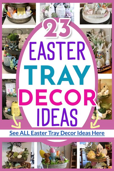 Wooden Tray Decoration Ideas-57 Unique Ways To Decorate Tiered Trays - Clever DIY Ideas Easter Tray Decor Ideas, Easter Tray Decor, Easter Tray, Modern Easter Decor, Spring Table Centerpieces, Easter Decorating Ideas, Tray Decor Ideas, Easter Decor Ideas, Gnome Easter