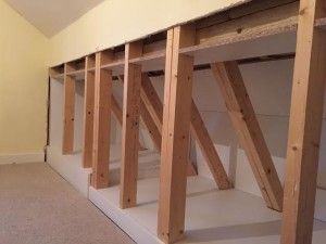 Eaves Storage Ideas, Storage Sliding Doors, Under Eaves Storage, Attic Storage Solutions, Loft Conversion Bedroom, Bespoke Wardrobes, Cabin Beds, Eaves Storage, Attic Conversion